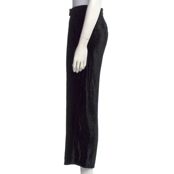 A.L.C. Robbie Silk Blend Black Velvet Cropped Wide Leg Trouser Pants 4 - Picture 6 of 10
